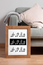 Load image into Gallery viewer, Love in Sign Language Print – ASL Fingerspelling Typography Art