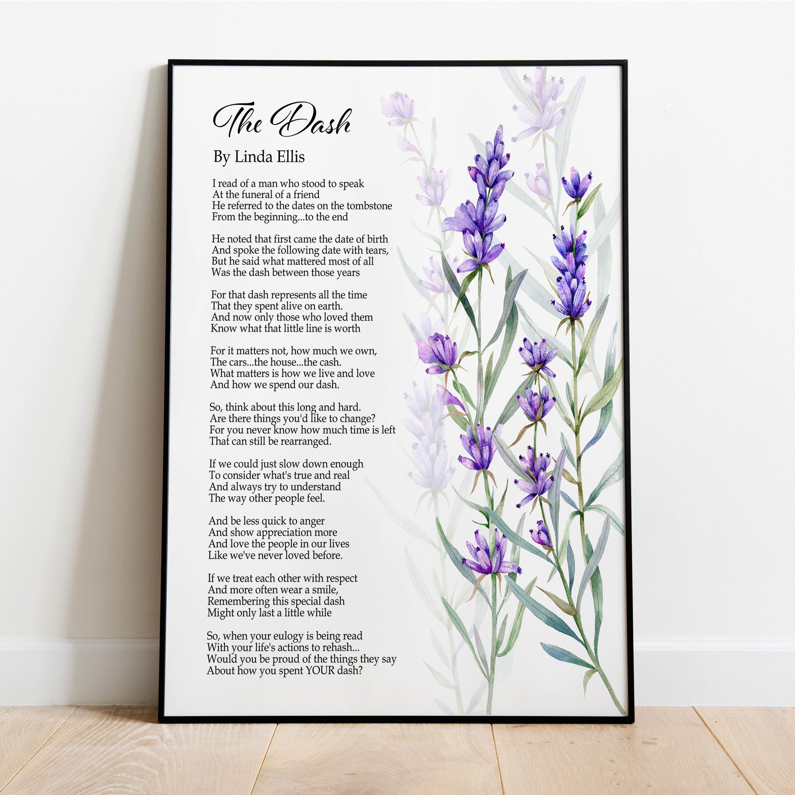 lavender flower poem The Dash Poem Poster Print With Lavender Flowers - Live Your Dash