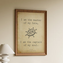 Load image into Gallery viewer, Invictus Poem Print – I Am the Master of My Fate – William Ernest Henley Poetry Wall Art