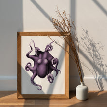 Load image into Gallery viewer, Purple Octopus Print – Vintage Nautical Octopus Illustration