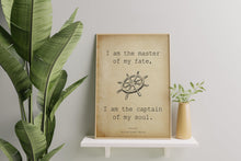Load image into Gallery viewer, Invictus Poem Print – I Am the Master of My Fate – William Ernest Henley Poetry Wall Art