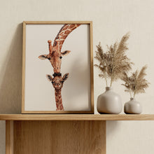 Load image into Gallery viewer, Mother and Baby Giraffe Nursery Print – Watercolor Nursery Wall Art