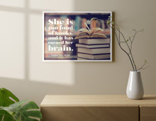 Load image into Gallery viewer, She Is Too Fond of Books – Louisa May Alcott Quote Print