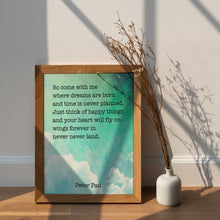 Load image into Gallery viewer, Peter Pan Quote Print – Where Dreams Are Born Neverland Wall Art