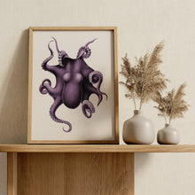 Load image into Gallery viewer, Purple Octopus Print – Vintage Nautical Octopus Illustration