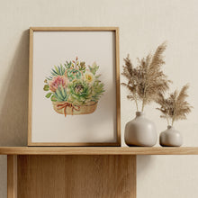 Load image into Gallery viewer, Watercolour Succulent Print – Potted Succulents and Cactus Flower Botanical Art