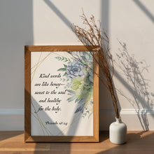 Load image into Gallery viewer, Kind Words Are Like Honey – Proverbs 16:24 Scripture Wall Art