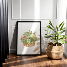 Load image into Gallery viewer, Watercolour Succulent Print – Potted Succulents and Cactus Flower Botanical Art