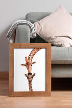 Load image into Gallery viewer, Mother and Baby Giraffe Nursery Print – Watercolor Nursery Wall Art