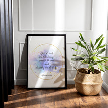 Load image into Gallery viewer, Proverbs 16:24 Scripture Print "Kind Words Are Like Honey"- Bible Verse Wall Art