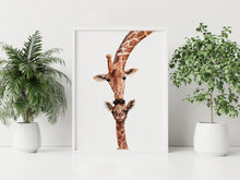 Load image into Gallery viewer, Mother and Baby Giraffe Nursery Print – Watercolor Nursery Wall Art