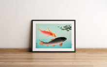 Load image into Gallery viewer, Japanese Wall Art "Common and Golden Carp" (1935) by Ohara Koson