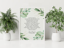 Load image into Gallery viewer, And This I Believe – John Steinbeck Quote Print, East of Eden Botanical Wall Art