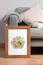 Load image into Gallery viewer, Watercolour Succulent Print – Potted Succulents and Cactus Flower Botanical Art