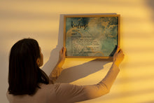 Load image into Gallery viewer, Kintsugi Definition Print – Blue & Gold Marble Wall Art, "Our Scars Are What Make Us Beautiful"
