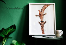 Load image into Gallery viewer, Mother and Baby Giraffe Nursery Print – Watercolor Nursery Wall Art