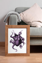 Load image into Gallery viewer, Purple Octopus Print – Vintage Nautical Octopus Illustration