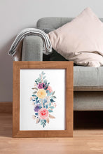 Load image into Gallery viewer, Watercolor Rose Bouquet Print – Colorful Floral Arrangement in Pink, Yellow and Purple