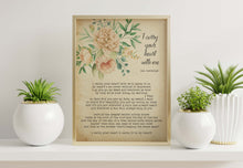 Load image into Gallery viewer, I carry your heart (i carry it in my heart) E.E. Cummings poetry wall art