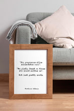 Load image into Gallery viewer, Addams Family Quote Print – “We Gladly Feast on Those Who Would Subdue Us” Morticia Addams Wall Art – Gothic Black & White Latin Poster