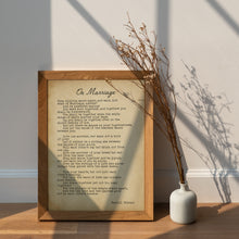 Load image into Gallery viewer, On Marriage Print – Kahlil Gibran The Prophet Wedding Reading