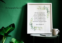 Load image into Gallery viewer, Queen Elizabeth II Quote Print - Humanity Can Only Progress