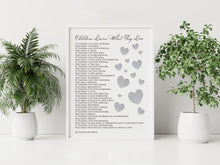 Load image into Gallery viewer, Children Learn What They Live Poem Print by Dorothy Law Nolte