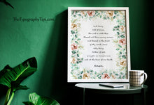 Load image into Gallery viewer, Hail Mary Prayer Print "Hail Mary Full of Grace" Catholic Prayer Wall Art
