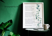 Load image into Gallery viewer, Prayer for Peace and Calm John Greenleaf Whittier Hymn with Eucalyptus - Dear Lord and Father of Humankind Print