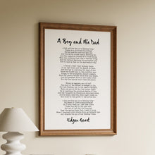 Load image into Gallery viewer, Framed "A Boy and His Dad" poem print by Edgar Guest leaning against a wall, father son wall art gift for Father's Day