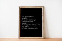 Load image into Gallery viewer, The Serenity Prayer Print - Reinhold Niebuhr - sobriety gift Alcoholics Anonymous twelve step recovery UNFRAMED