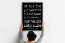 Load image into Gallery viewer, Casablanca Movie Quote Michael Curtiz, Of all the gin joints, Black and White Art Print for Home Decor Minimalist Wall Art Movie poster