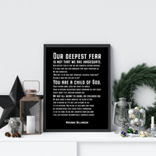 Load image into Gallery viewer, Marianne Williamson Quote Print: "Our Deepest Fear" Feminist Art