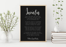 Load image into Gallery viewer, William Ernest Henley Poem invictus poem Art Print Home office Decor poetry wall art UNFRAMED