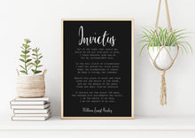 Load image into Gallery viewer, William Ernest Henley Poem invictus poem Art Print Home office Decor poetry wall art Framed & Unframed Options