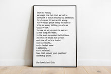 Load image into Gallery viewer, The Breakfast Club Movie Quote Print – Dear Mr. Vernon Letter – 80s Cult Classic Wall Art – Retro Film Decor – Framed or Unframed