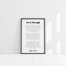 Load image into Gallery viewer, See It Through Poem Print – Edgar Guest Inspirational Wall Art – Courage Quote for Office or Home Decor