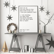 Load image into Gallery viewer, INXS lyrics poster - Never tear us apart - Music Print bedroom decor home office decor record poster UNFRAMED