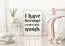 Load image into Gallery viewer, Pink Floyd I have become comfortably numb lyrics poster - Music Print bedroom decor home office decor record poster UNFRAMED