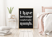 Load image into Gallery viewer, Pink Floyd I have become comfortably numb lyrics poster - Music Print bedroom decor home office decor record poster UNFRAMED
