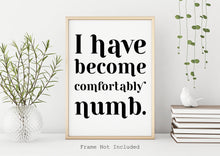 Load image into Gallery viewer, Pink Floyd I have become comfortably numb lyrics poster - Music Print bedroom decor home office decor record poster UNFRAMED