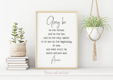 Load image into Gallery viewer, Glory Be Prayer Print "Glory be to the Father..." Modern Catholic Art, Christian Artwork, Framed & Unframed Options
