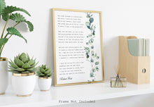 Load image into Gallery viewer, Robert Frost Poem - The Road Not Taken - Two Roads Diverged In A Wood - Watercolor Eucalyptus Print - UNFRAMED