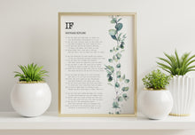 Load image into Gallery viewer, IF Rudyard Kipling Poem - Watercolor Eucalyptus Print - UNFRAMED - IF Poem