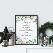 Load image into Gallery viewer, Glory Be Prayer Print "Glory be to the Father..." Modern Catholic Art, Christian Artwork, Framed & Unframed Options