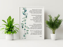 Load image into Gallery viewer, Irish Wedding Blessing Print – Celtic Prayer Wall Decor, Elegant Watercolor Eucalyptus Art, Wedding Gift, Framed or Unframed