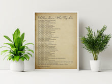 Load image into Gallery viewer, Children Learn What They Live Print Dorothy Law Nolte Poem