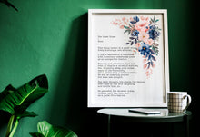 Load image into Gallery viewer, Rumi Quote Art Print: The Guest House Poem, Floral Decor