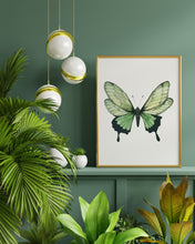 Load image into Gallery viewer, Green Butterfly Wall Art – Nature-Inspired Watercolor Print