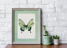 Load image into Gallery viewer, Green Butterfly Wall Art – Nature-Inspired Watercolor Print